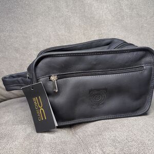 NWT Claire Chase Executive Dopp Kit Leather Travel Toiletry Bag Navy Org $149